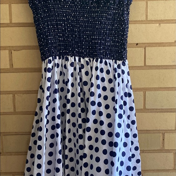 *HP* NWOT, handmade, Blue/white polka dotted dress, size L/XL - Picture 8 of 16